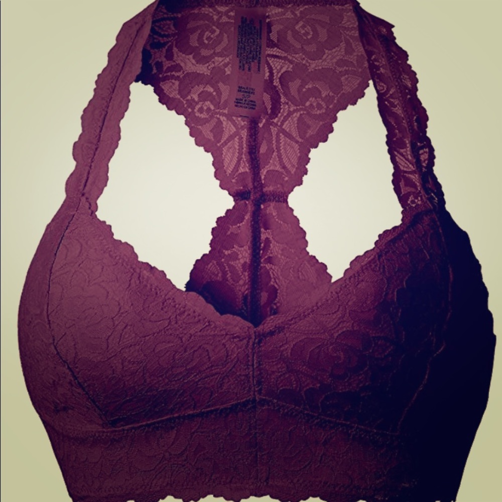 NWT SUPER soft L Racerback Padded lace Bralette